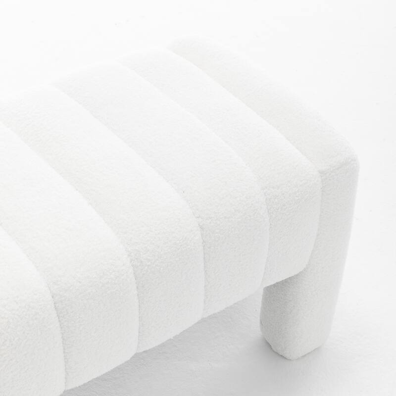 SEYNAR Modern Glam Teddy Velvet Fabric Rectangle Ottoman