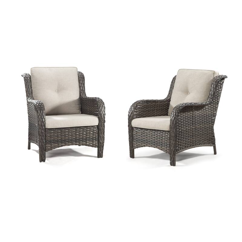 Cozywor 2-Piece Outdoor Patio Ratten Wicker Lounge Chair WIth Cushion