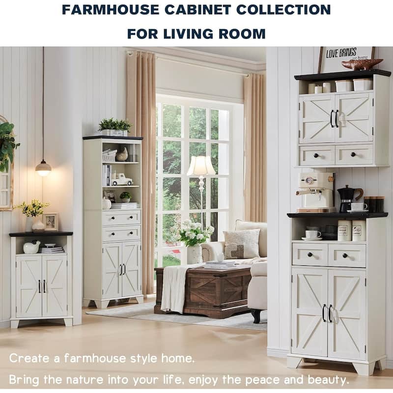 Farmhouse Corner Bathroom Cabinet, Small Corner Cabinet with Barn Door - N/A