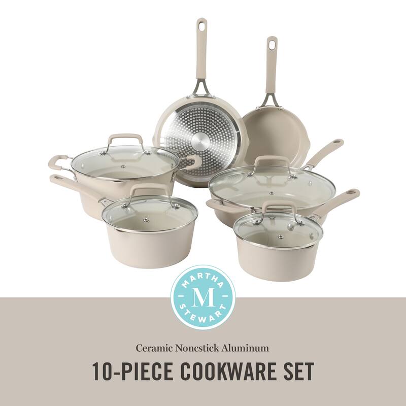 Martha Stewart Heathland Premium Nonstick 10-Piece Aluminum Cookware Set.