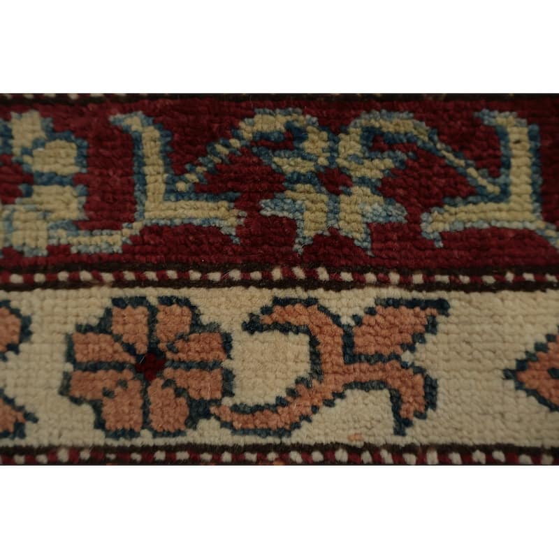 Hand Knotted Oriental 100% Wool Carpet Traditional Geometric Red Super Kazak Area Rug - 8' 5'' X 5' 3''