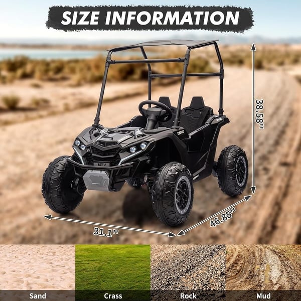 24V Kids Ride On Utv, 2 Seater 4WD Electric Truck with Sun Shade