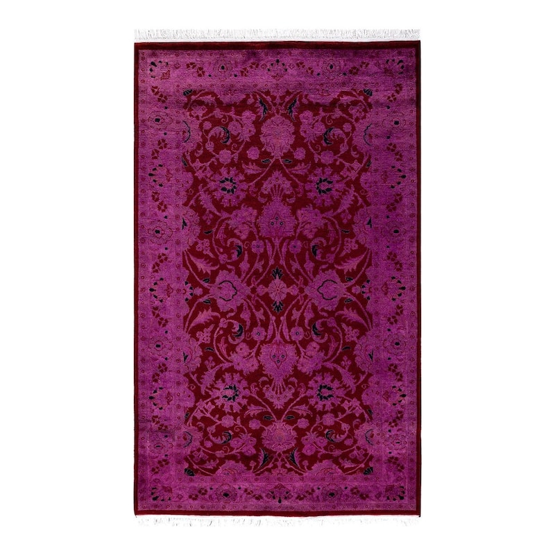 Overton Hand Knotted Wool Vintage Inspired Modern Contemporary Overdyed Pink Area Rug - 3' 1" x 5' 1"