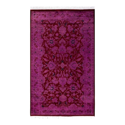 Overton Hand Knotted Wool Vintage Inspired Modern Contemporary Overdyed Pink Area Rug - 3' 1" x 5' 1"