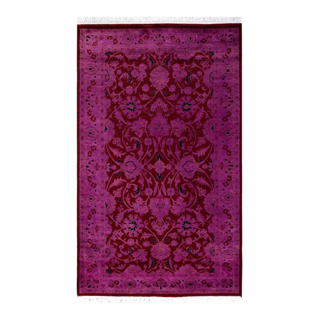 Overton Hand Knotted Wool Vintage Inspired Modern Contemporary Overdyed Pink Area Rug - 3' 1" x 5' 1"