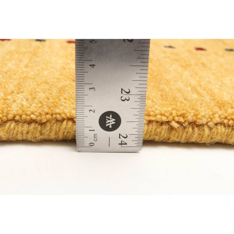 ECARPETGALLERY Hand Loomed Kashkuli Gabbeh Dark Gold Wool Rug - 2'4 x 7'9