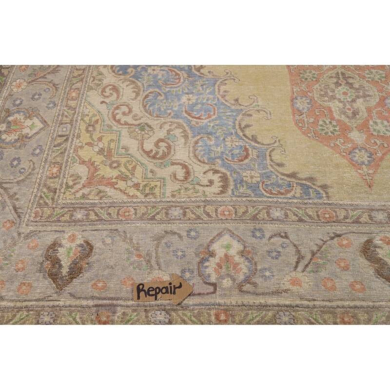 Medallion Tabriz Persian Vintage Rug Handmade Wool Carpet - 9'5" x 12'2"