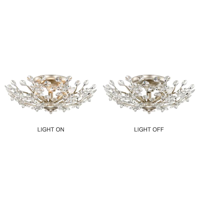 Isabel 5-light Crystal Glass Flowers Blooms Flush Mount