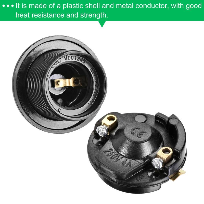 Bulb Holder E26/E27 4A Threaded Rotatable Loop Screw Base Lamp Socket - Black