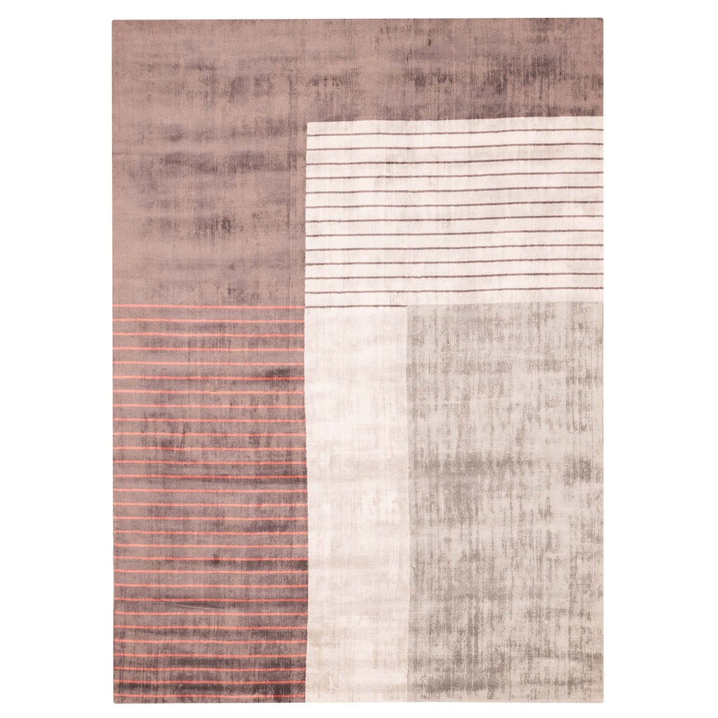 ECARPETGALLERY Hand Loomed Elysian Dark Brown, Light Grey Viscose Rug - 6'7 x 9'2