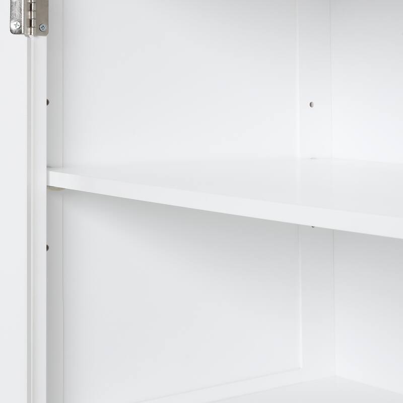Freestanding Storage Cabinet with Two Different Size Drawers and Adjustable Shelf