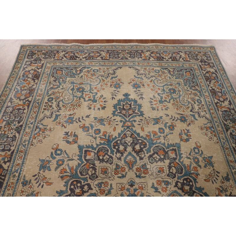 Tabriz Persian Vintage Rug Handmade Traditional Wool Carpet - 6'7"x 9'10"