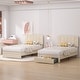 preview thumbnail 37 of 46, VECELO Kids Bed Frame, Plantform Beds with Storage Drawer, Height Adjustable Upholstered Bed, Twin Size Bed Set of 2 Beige