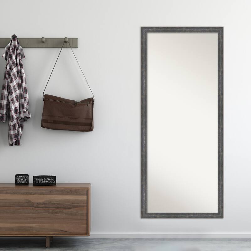 Angled Non-Beveled Wood Framed Full-Length Floor Leaner Mirror - Glass Size 24x60