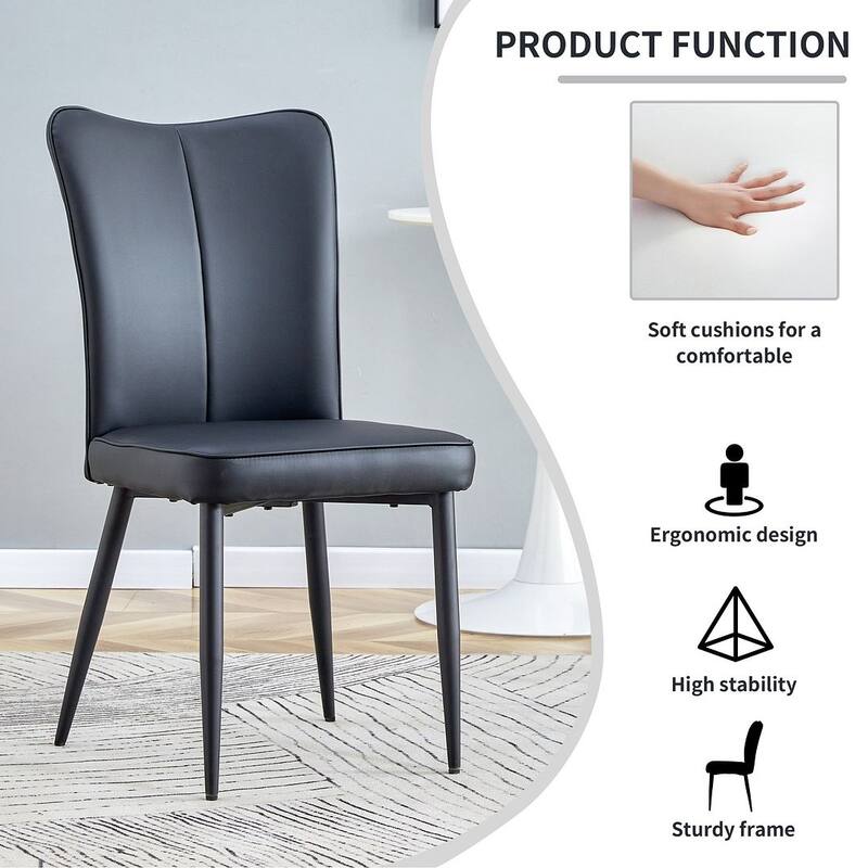 Modern PU Leather Minimalist Dining Chairs Set of 4