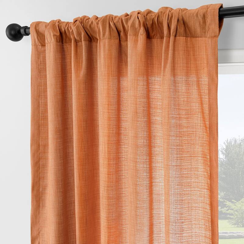 Exclusive Fabrics Rustic Linen Weave Light Filtering Curtains for Bedroom & Living Room Curtains - 2 Panel Drapes