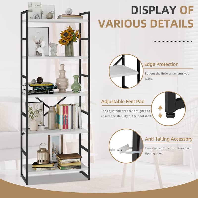 Futzca 5 Tier Storage Bookshelf