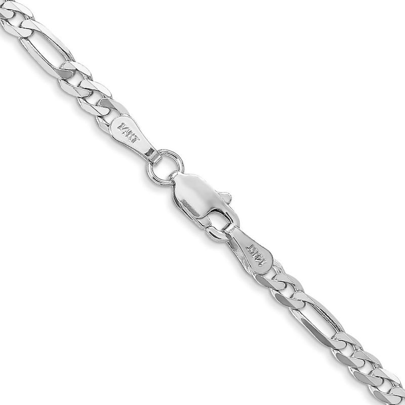 Curata Women's 14k White Gold 3.0mm Flat Figaro Chain Anklet - 10 Inch