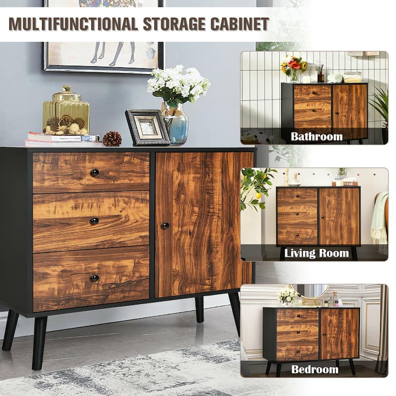 Gymax Storage Cabinet w/Drawer & Side Cabinet 31.5'' Sideboard Dresser - See Details