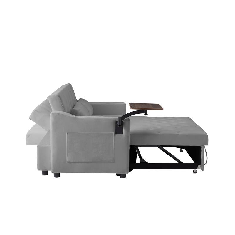 Loveseat Sofa with Tufted Back, Convertible Sleeper Sofa Bed with Pull-Out Bed, Upholstered Sofa Bed for Living Room