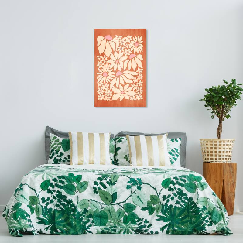 Wynwood Studio Canvas Floral and Botanical Sunset Floral Orange and Pumpkin Modern & Contemporary Wall Art Canvas Print - 36 x 24