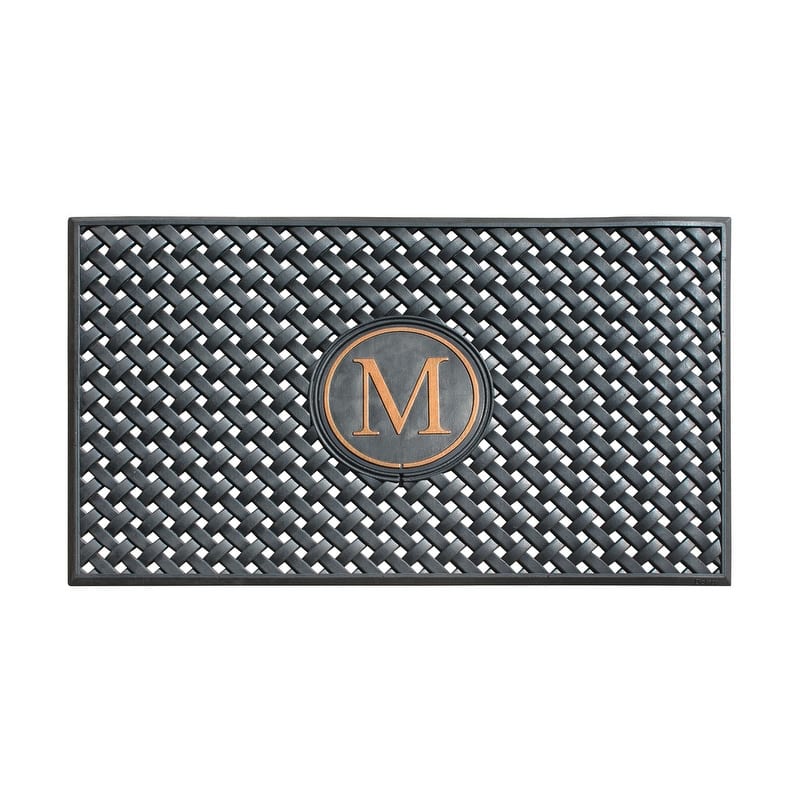 A1HC 100% Pure Rubber Monogrammed Front Door Mat 24" x39" Indoor Outdoor Doormat - M