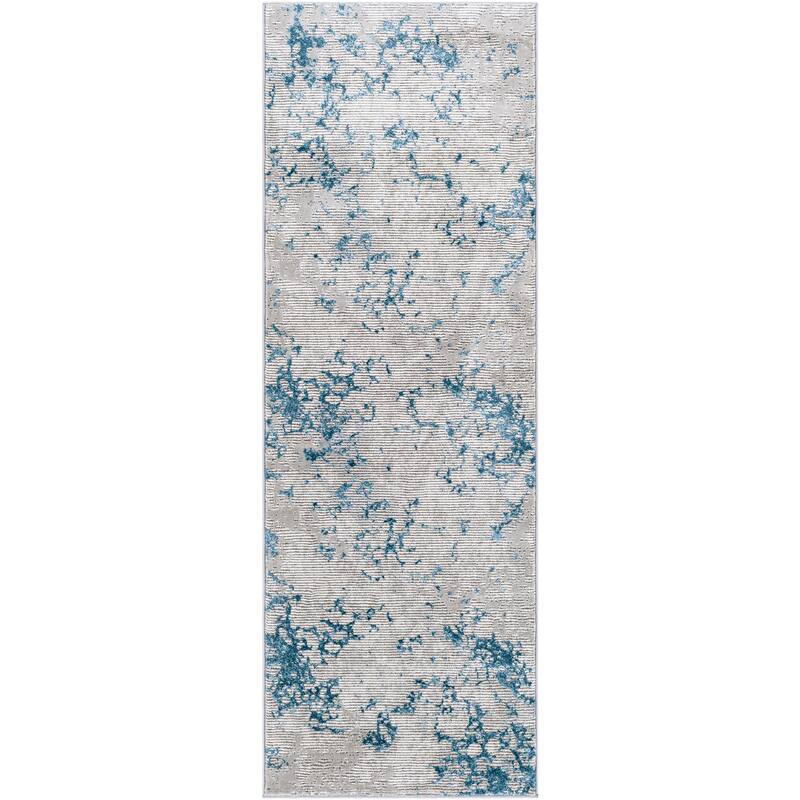 Artistic Weavers Perig Gray & Blue Abstract Contemporary Area Rug