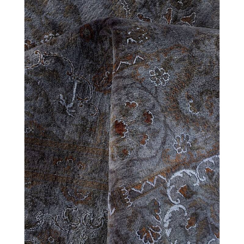 Overton Hand Knotted Wool Vintage Inspired Modern Contemporary Overdyed Gray Area Rug - 8' 2" x 10' 5"