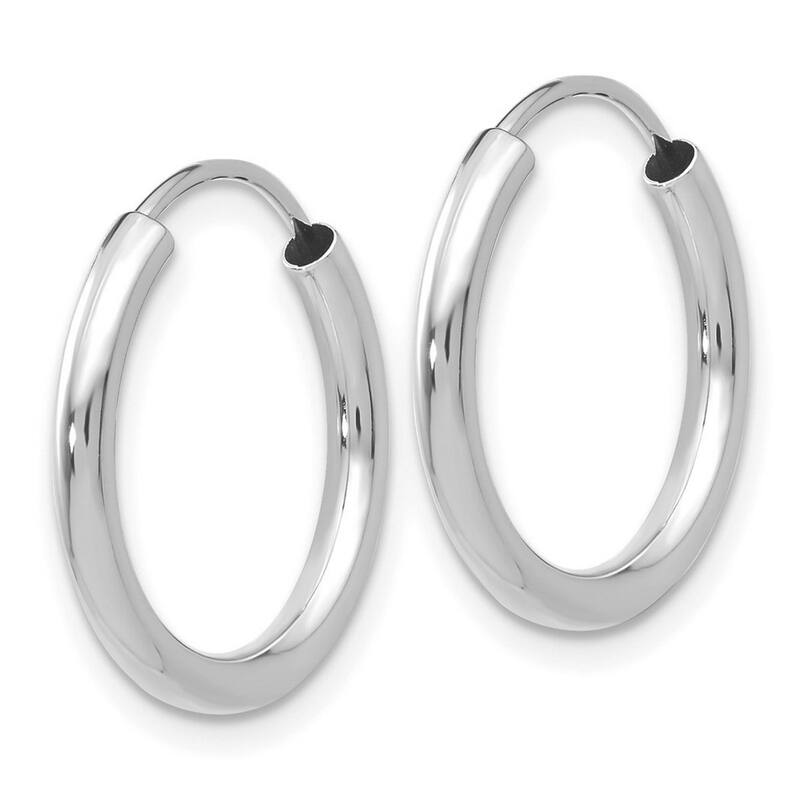 Curata 14k White Gold Polished Endless Hoop Earrings - 14x14mm