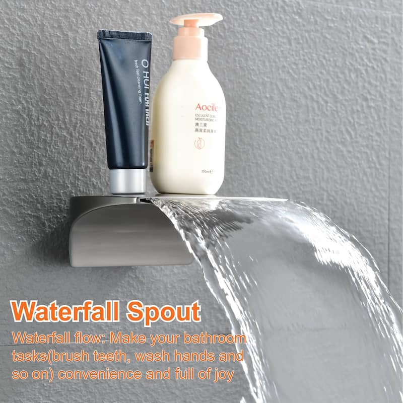 Wall Mount Tub Shower Faucet With Hand Shower Rainfall Shower System Set With Tub Spout Pressure Balance 10 Inch Shower Head Set