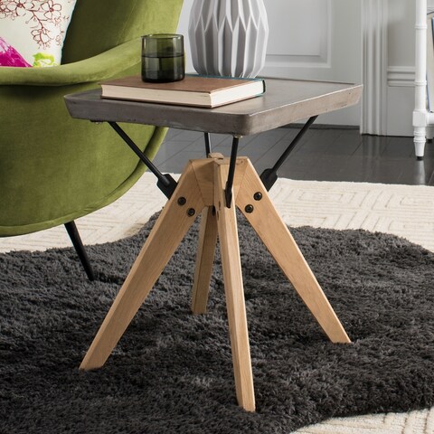 SAFAVIEH Outdoor Living Marcio Modern Dark Grey Side Table - 18.1" x 18.1" x 19.7"