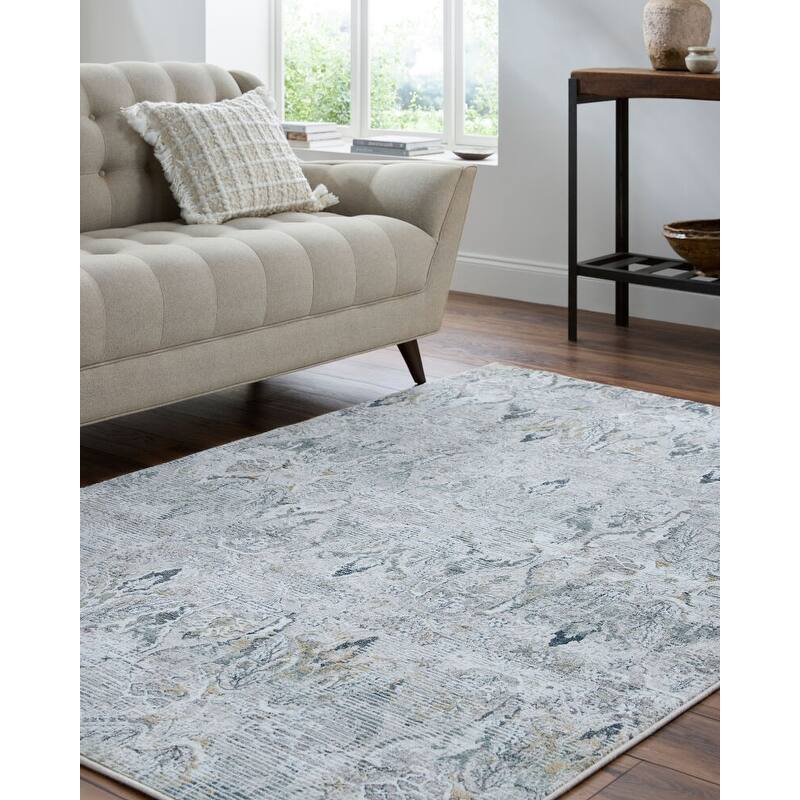 Livabliss Lorenz Traditional Area Rug - 6'7" x 9' - Grey/Blue
