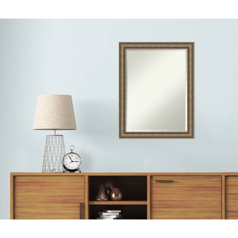 Angled Beveled Wood Framed Wall Mirror