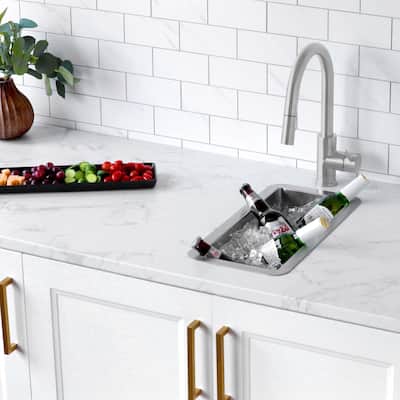 STYLISH 9 inch Single Bowl Undermount and Drop-in Stainless Steel Kitchen Sink - 9" x 17.75" x 5"
