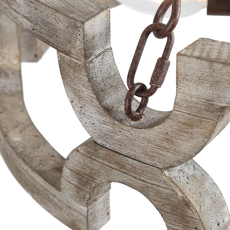 Farmhouse 3-Light Wood Drum Chandelier for Dining Room Kitchen
