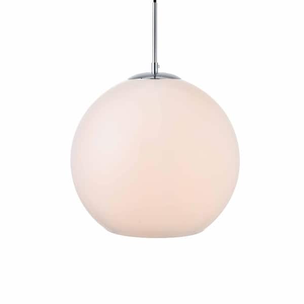 slide 2 of 9, Elegant Lighting Baxter Single Light 14" Wide Pendant with Frosted Chrome / Frosted White