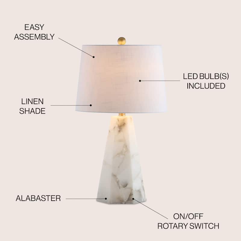 Highland 25.5" Alabaster LED Table Lamp, White by JONATHAN Y
