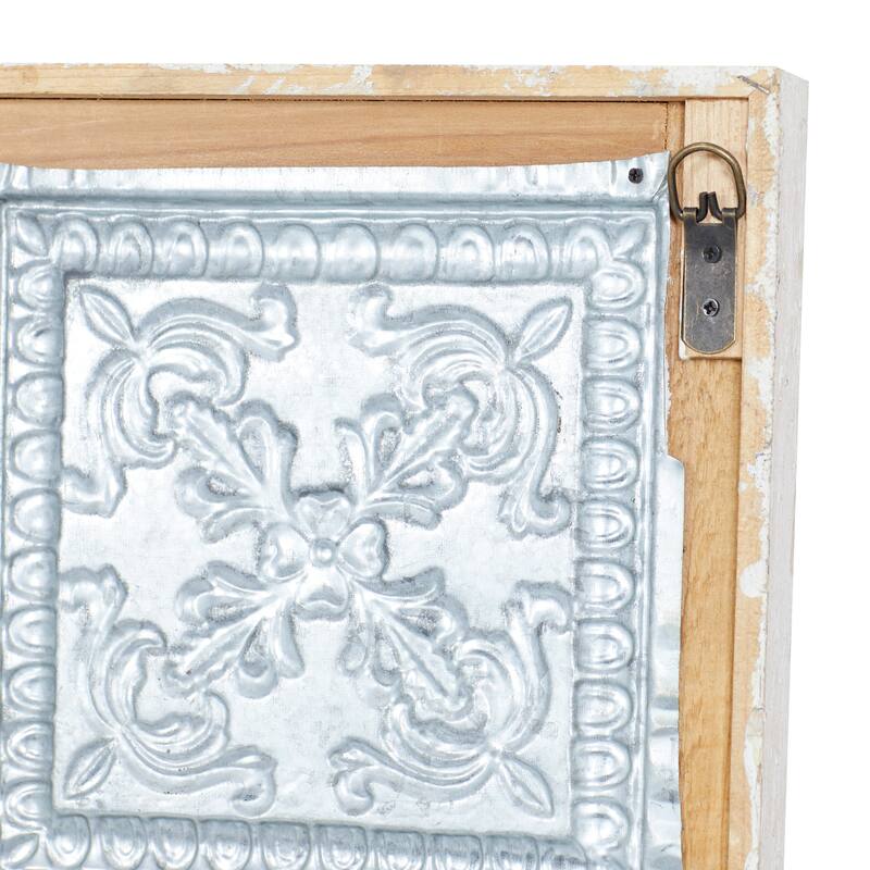 White Metal Scroll Home Wall Decor with Embossed Details