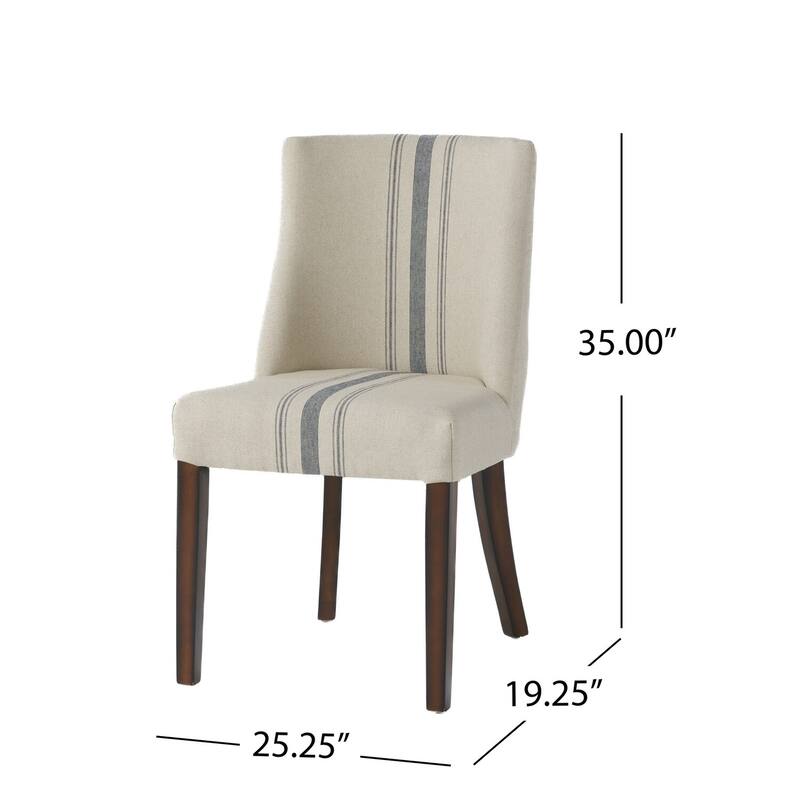 Brown/White Fabric Upholstered Wood Frame Dining Chair, Set of 2, Sturdy Dining Chair for Dining Rooms - 17.5