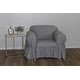 preview thumbnail 4 of 7, Ruffled Cotton Arm Chair Slipcover Grey