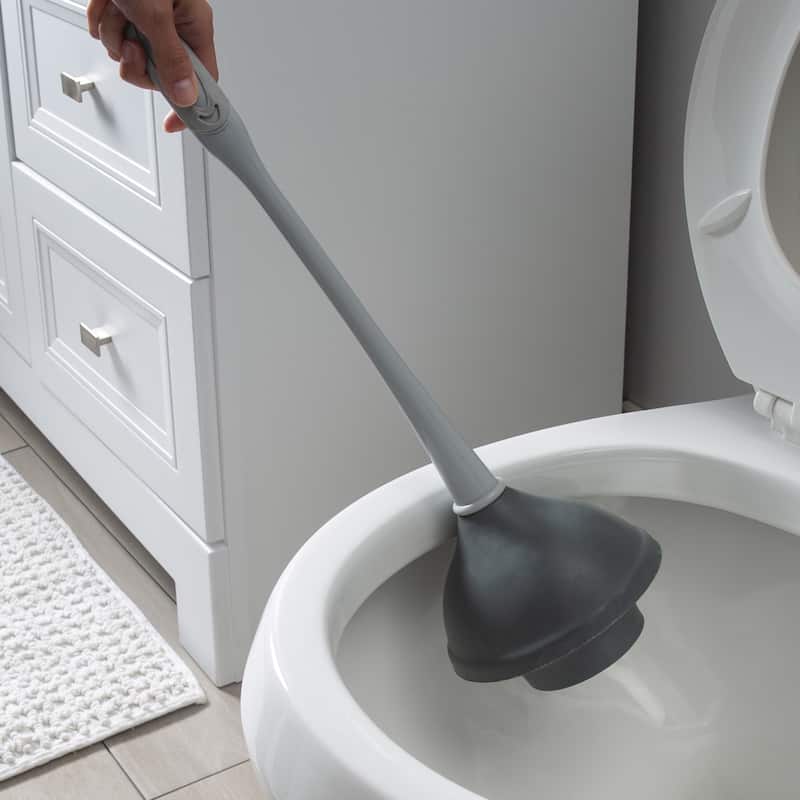 Bath Bliss 2 Pack 2-in-1 Bowl Brush & Plunger in Grey - Set