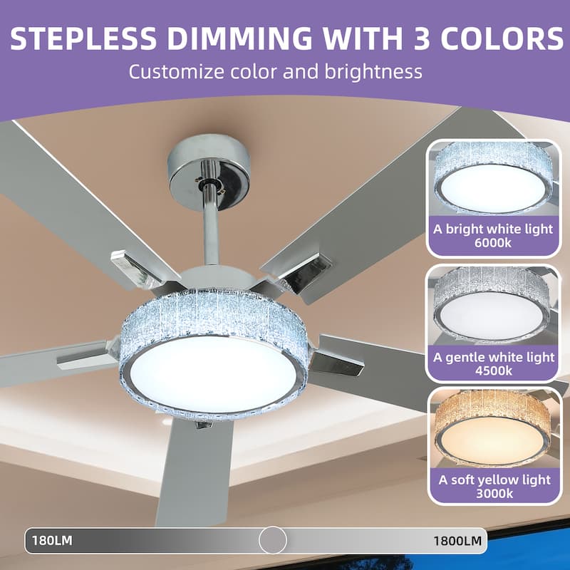 Moasis 52 Inch Crystal Ceiling Fans with Lights and Remote Control - 52 Inches