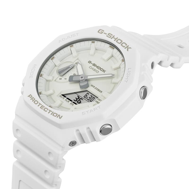 GA-2100-7A7 Men's G-Shock Tone-on-Tone Analog & Digital Watch, White