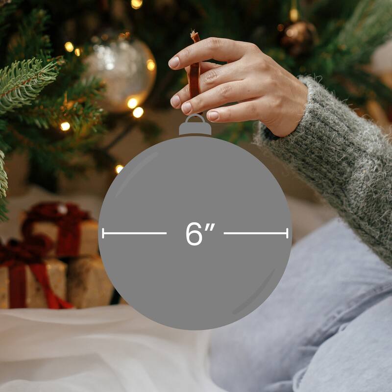 Frosted Snowflake Glass Christmas Ornaments - 6" - Green - 6ct