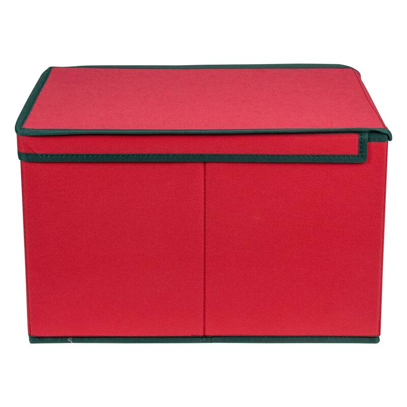 16" Red Collapsible Christmas Decoration Storage Box with Handel