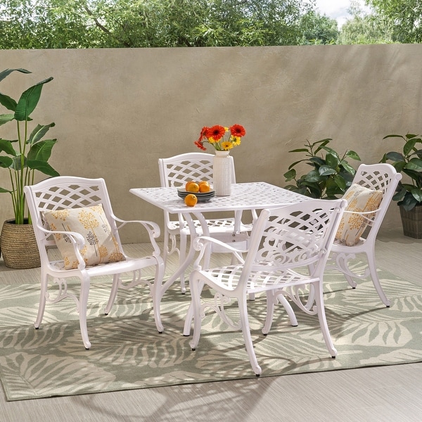Phoenix Traditional Outdoor Aluminum 5 Piece Dining Set by Christopher Knight Home. Opens flyout.