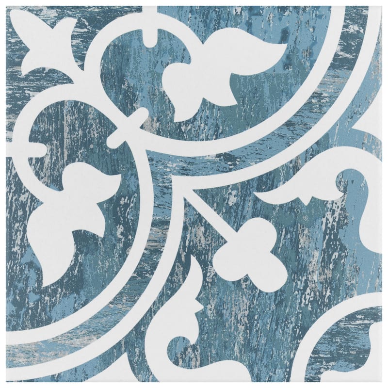 Merola Tile Cassis Arte Blue Day 9-3/4" x 9-3/4" Porcelain Floor and Wall Tile