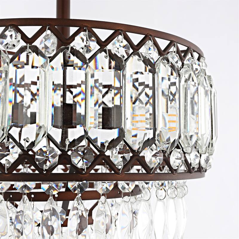 GetLedel 3-Light Dimmable Crystal Semi-Flush Mount Chandelier