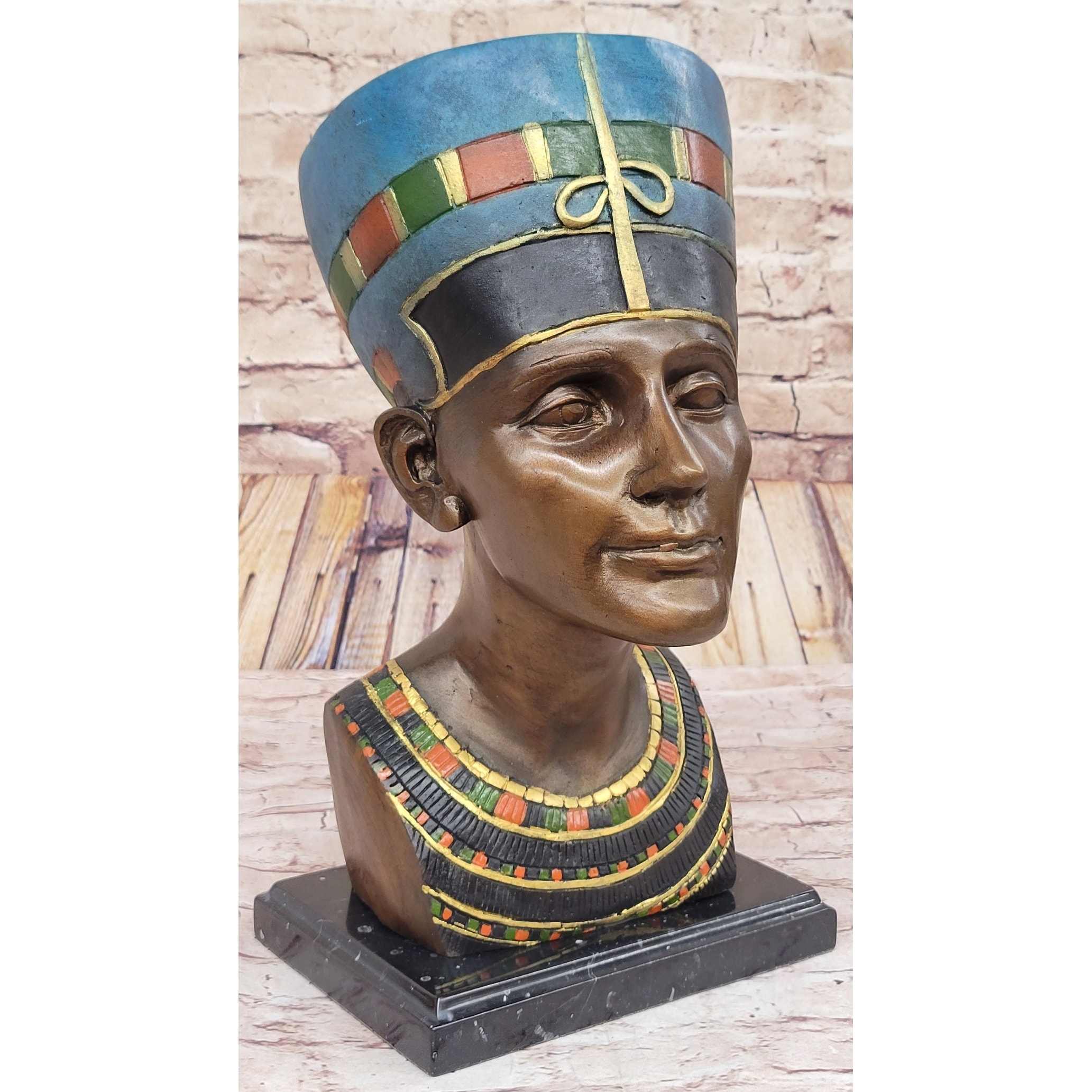 Nefertiti Collectible Bronze Sculpture Egypt Art Bust Art Nouveau Marble Figure