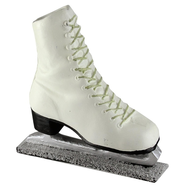 11" Decorative White Laced Up Ice Skate Figure on Frosted Base